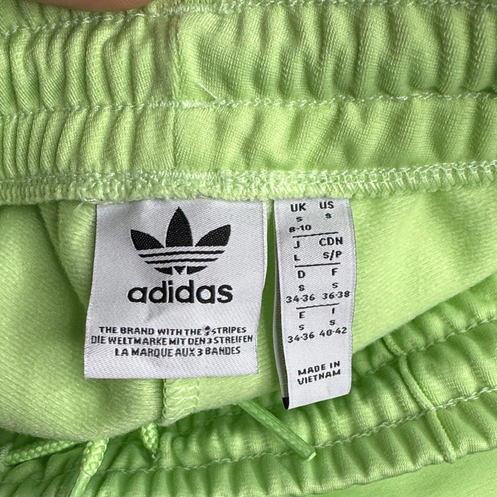 adidas Lime Green Retro Snap-Panel Track Pants with White Stripes - Picture 2 of 5